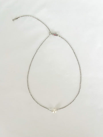White Pearl on Silver Chain - Adjustable
