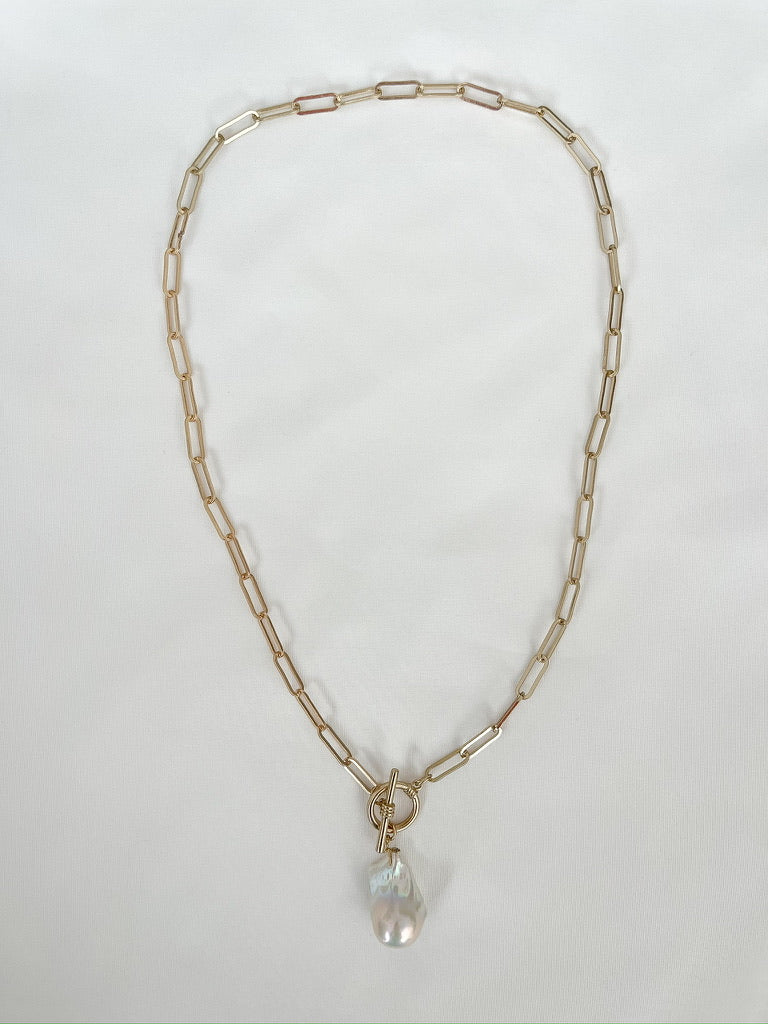 Large Baroque Pearl with Gold Toggle Clasp