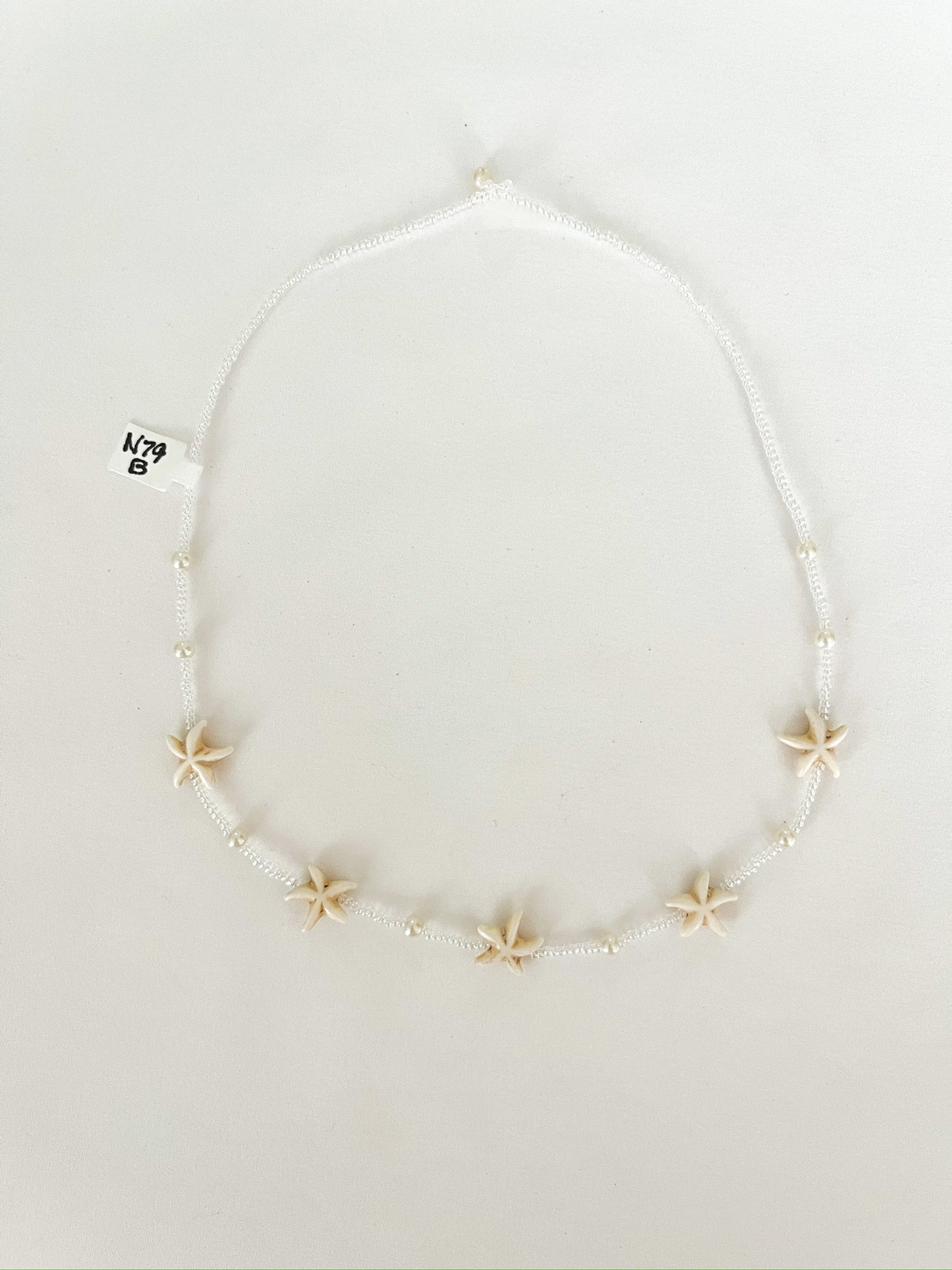 Bead, Pearl, and Starfish Necklace - White