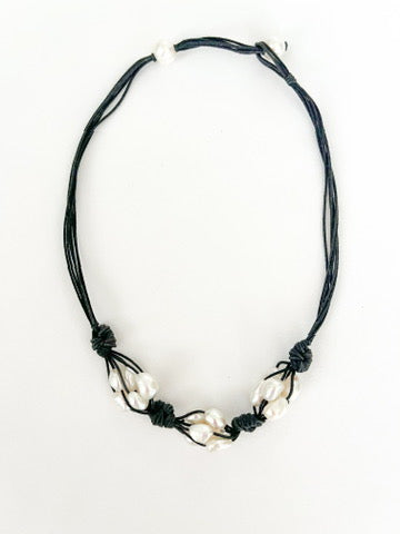 Cluster Pearl Necklace - White Pearls