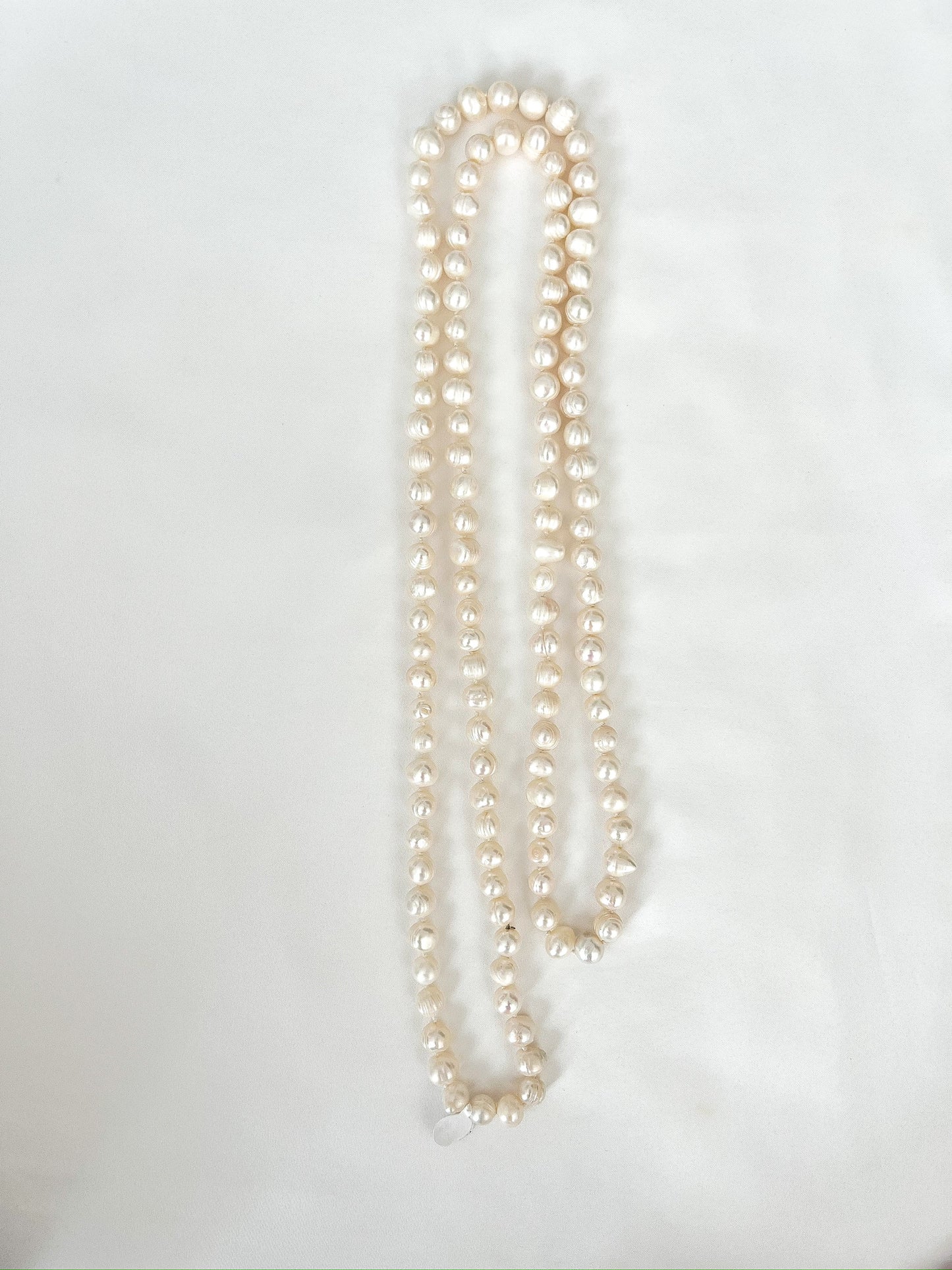 White Freshwater Pearl Rope Necklace 44"