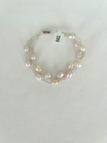 Multi-strand Pink Pearl Bracelet