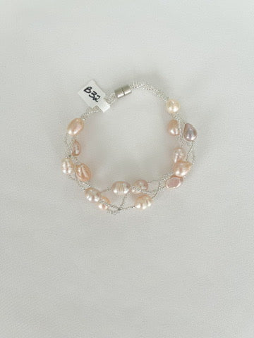 Multi-strand Pink Pearl Bracelet