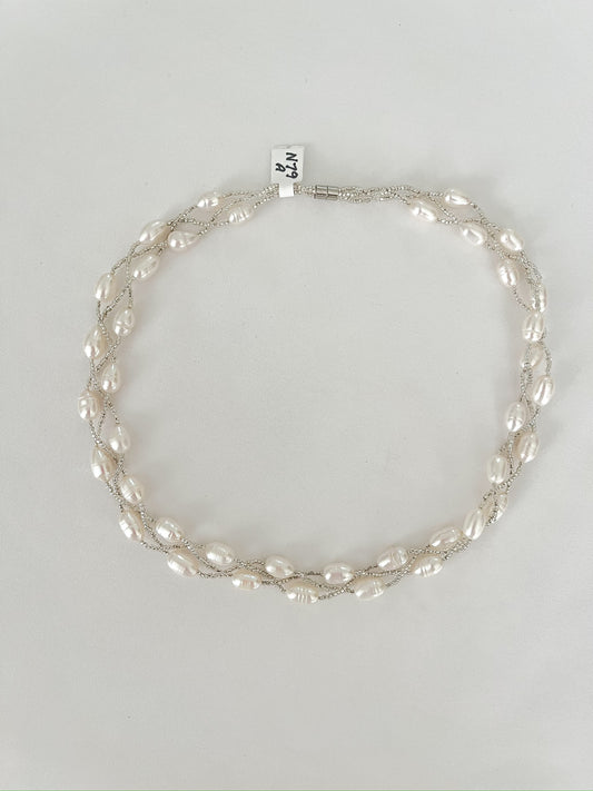 Multi-strand White Pearl Necklace