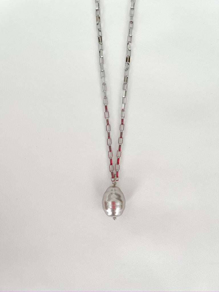 Grey Pearl on Silver Chain
