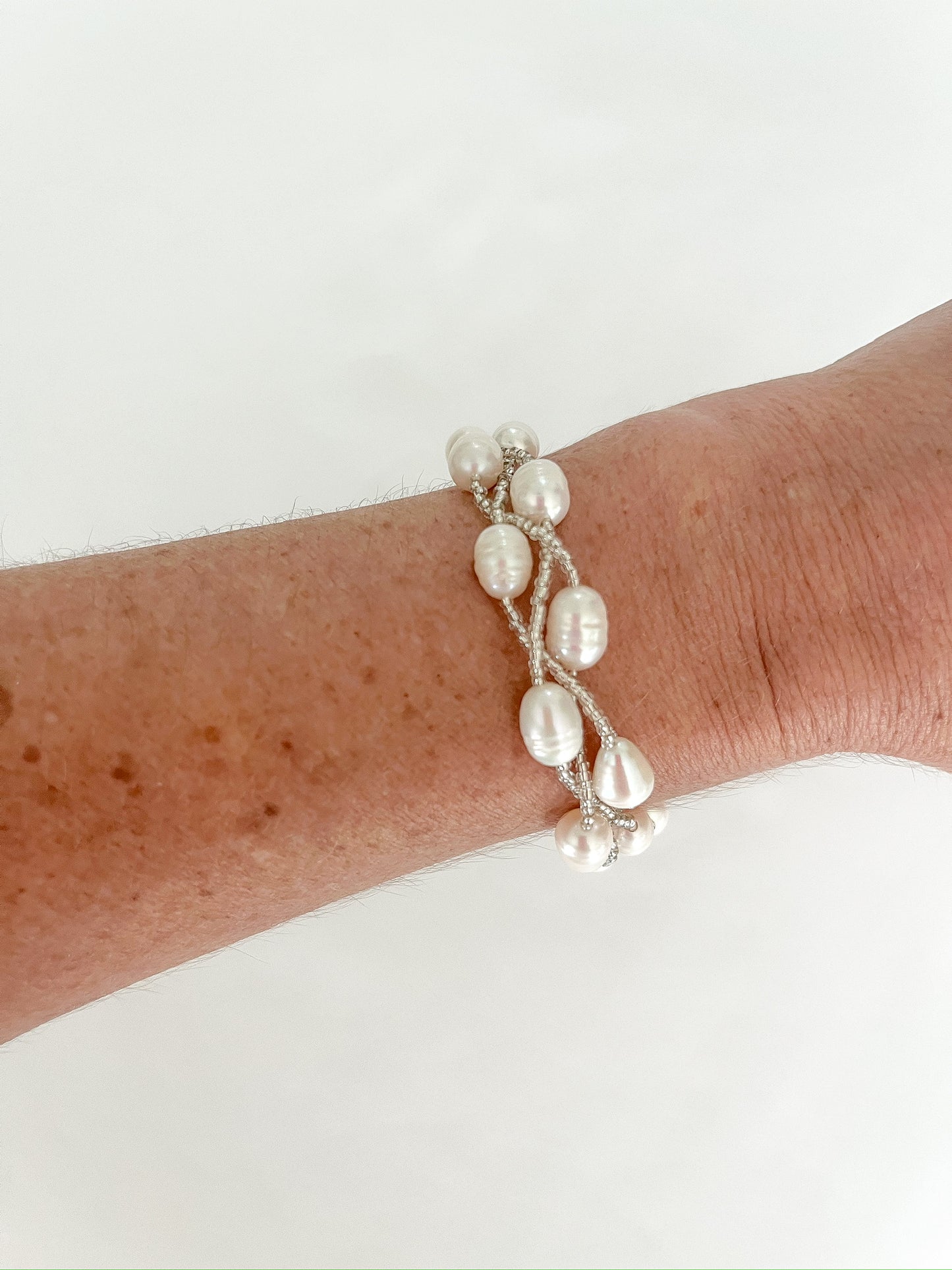 Multi-strand White Pearl Bracelet