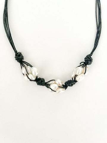 Cluster Pearl Necklace - White Pearls