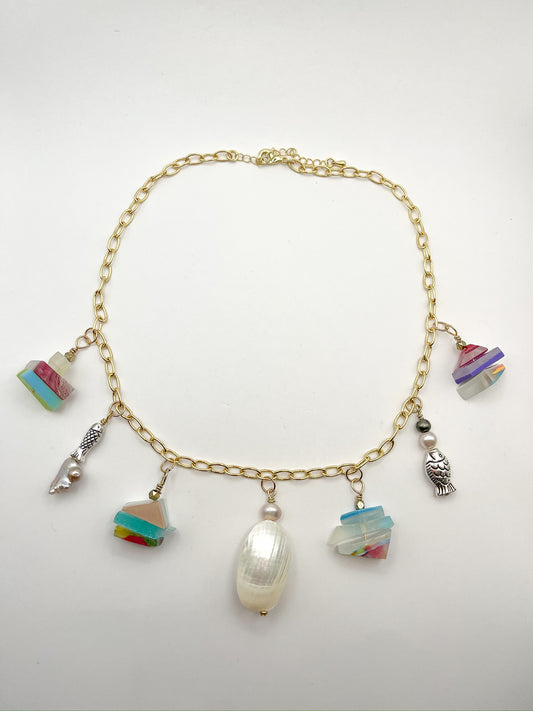 Glassy Charm Necklace - Breeze