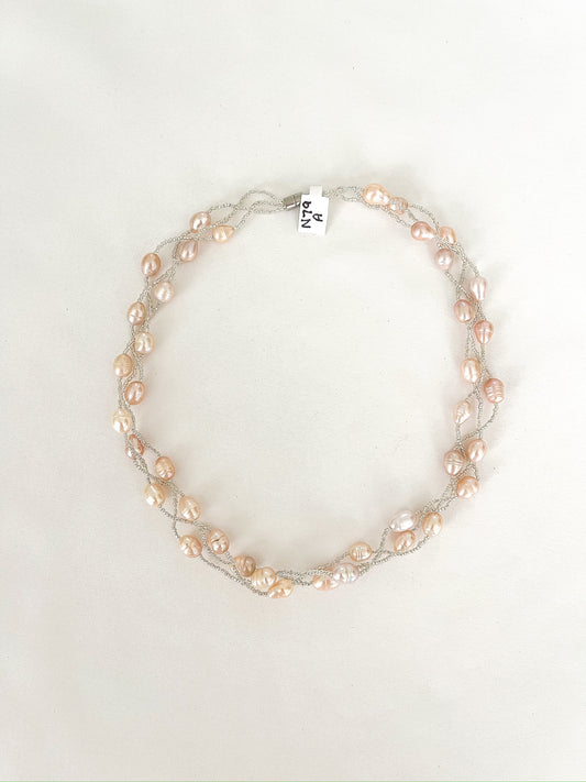 Multi-strand Pink Pearl Necklace