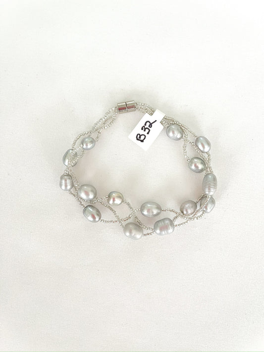 Multi-strand Grey Pearl Bracelet