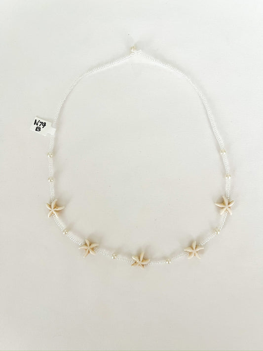 Bead, Pearl, and Starfish Necklace - White