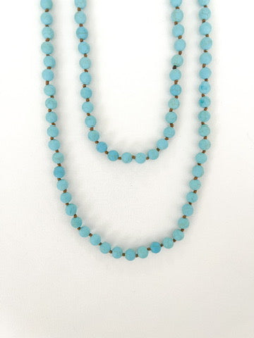 X-Long Turquoise Magnesite Necklace 58"