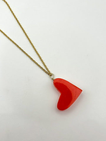 Heart Long Pendant Necklace - Scallop