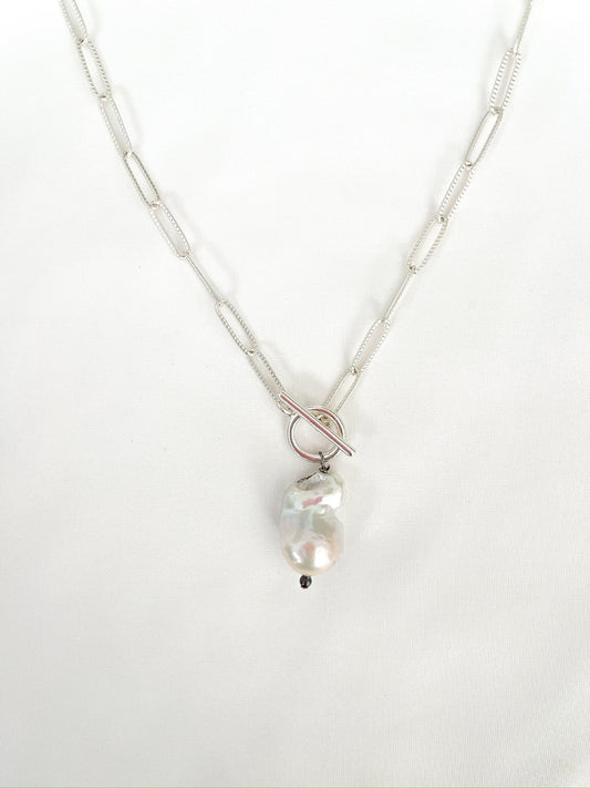 Large Baroque Pearl with Silver Toggle Clasp