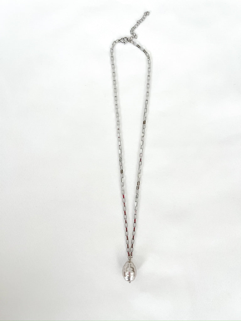 Grey Pearl on Silver Chain