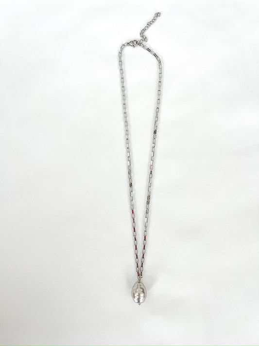 Grey Pearl on Silver Chain