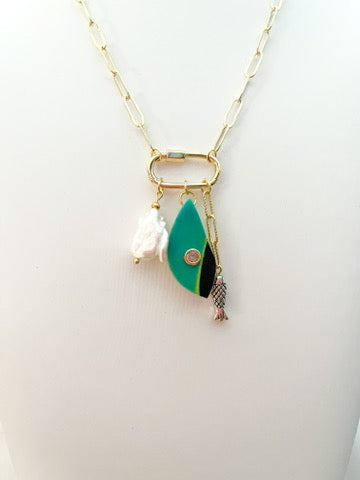Fisher Charm Holder Necklace - Kelp