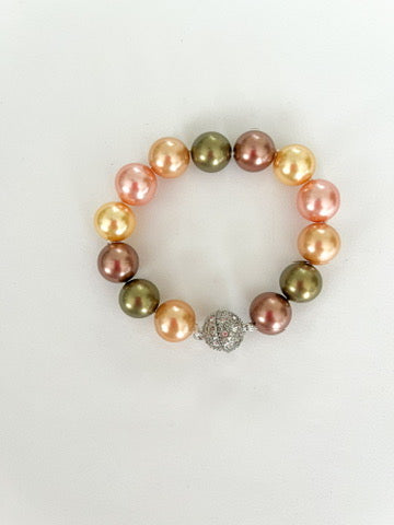 Pearl with Crystal Clasp Bracelet