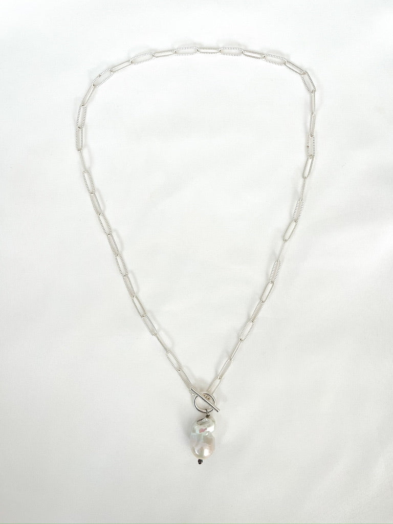 Large Baroque Pearl with Silver Toggle Clasp