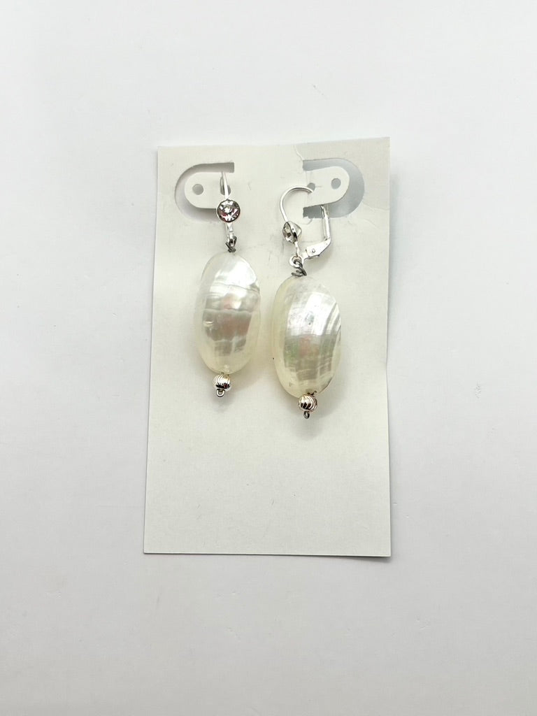 Silver Mouth Shell Dangles - Silver