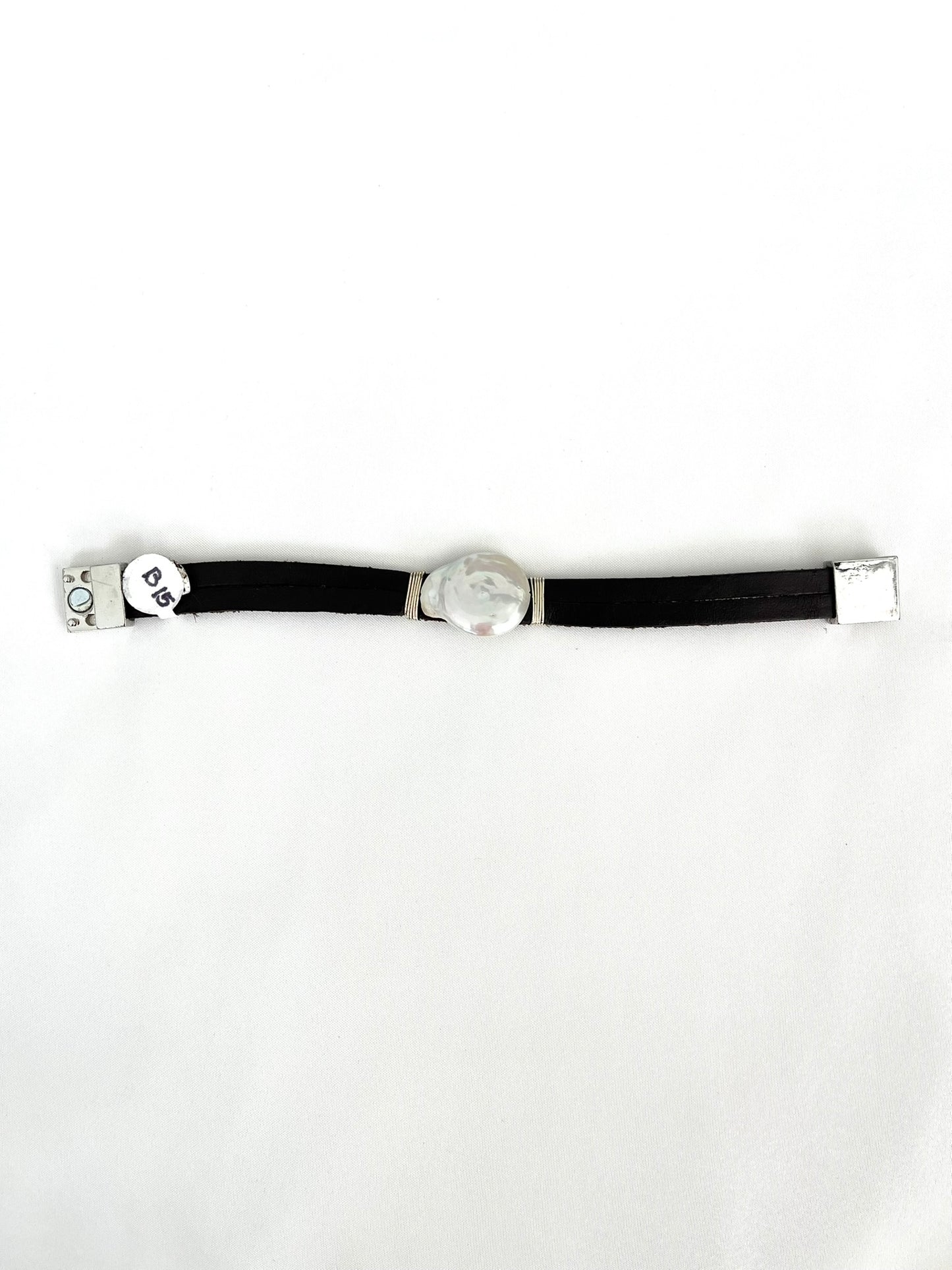 Coin Pearl on Brown Leather Bracelet