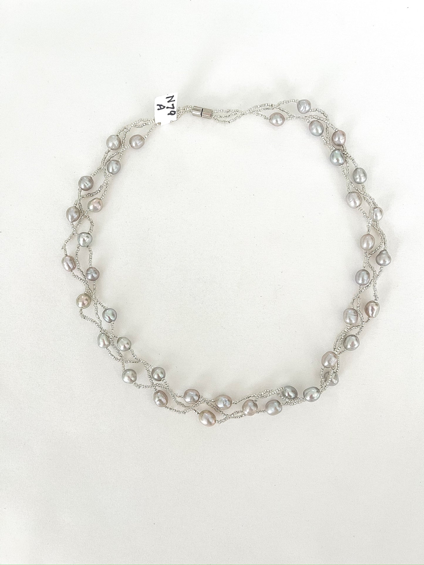 Multi-strand Grey Pearl Necklace