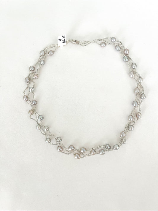 Multi-strand Grey Pearl Necklace