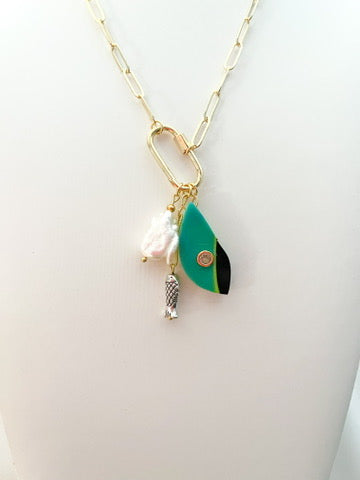 Fisher Charm Holder Necklace - Kelp