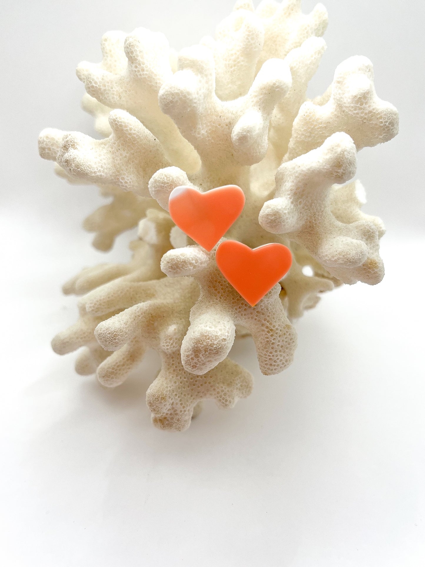 Heart Studs Coral