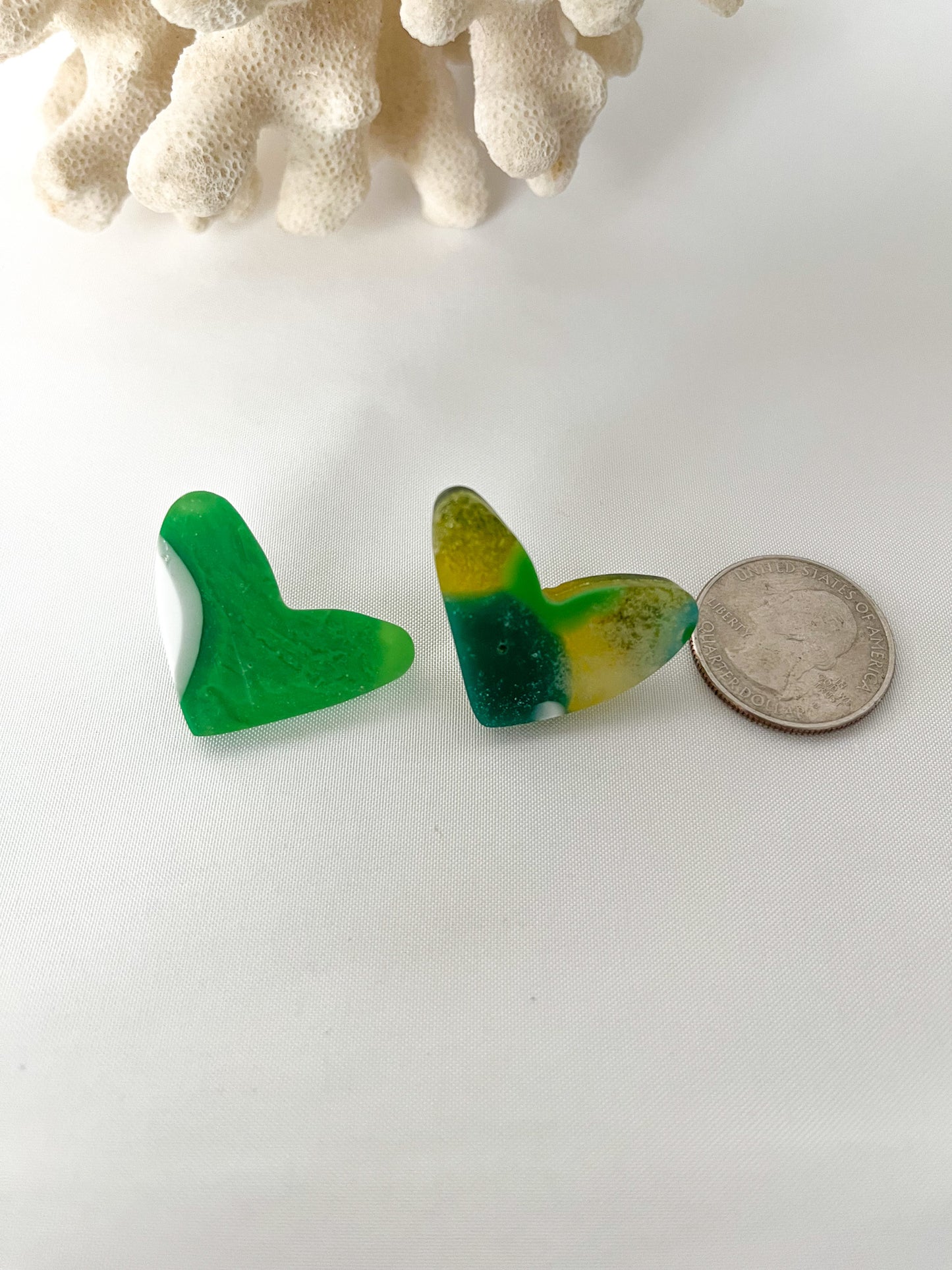 Heart Studs Large Green