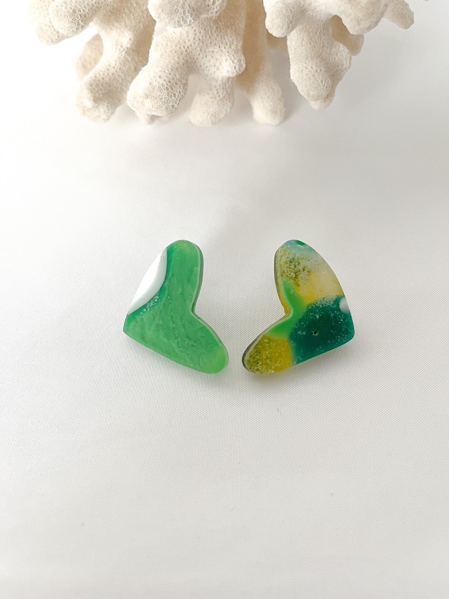 Heart Studs Large Green